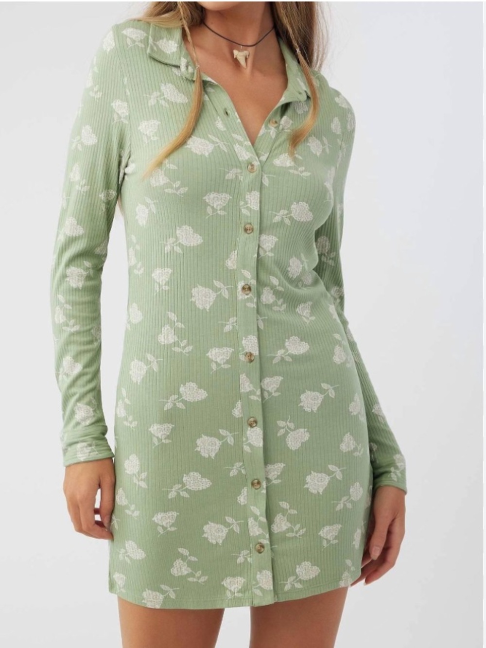 O'Neill Ribbed Sage Green Dress